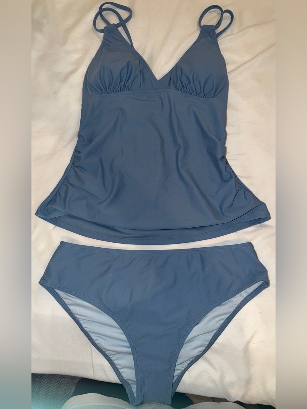 Cupshe Dusty Blue Two-Piece Tankini Swim Set